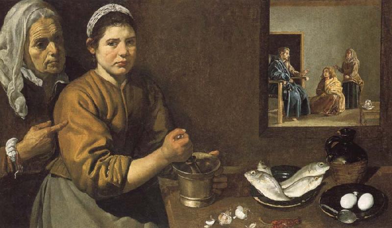  Kitchen Scene with Christ in the House of Martha and Hary